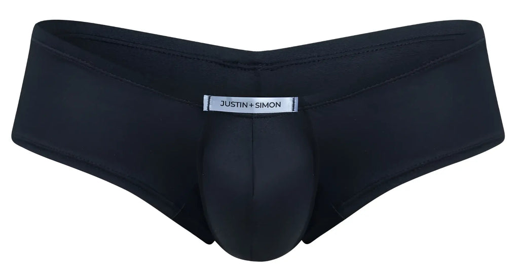 Black justin simon xsj13 cheeky bulge boxer briefs with smooth form fitting design and reinforced stitching