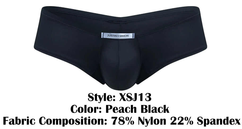 Black peach black justin simon xsj13 cheeky bulge boxer with supportive contoured design in 78 nylon 22 spandex