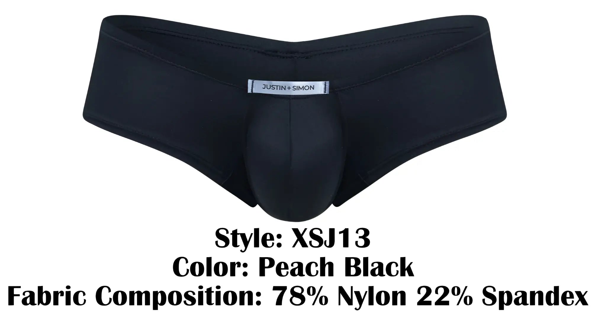 Black peach black justin simon xsj13 cheeky bulge boxer with supportive contoured design in 78 nylon 22 spandex