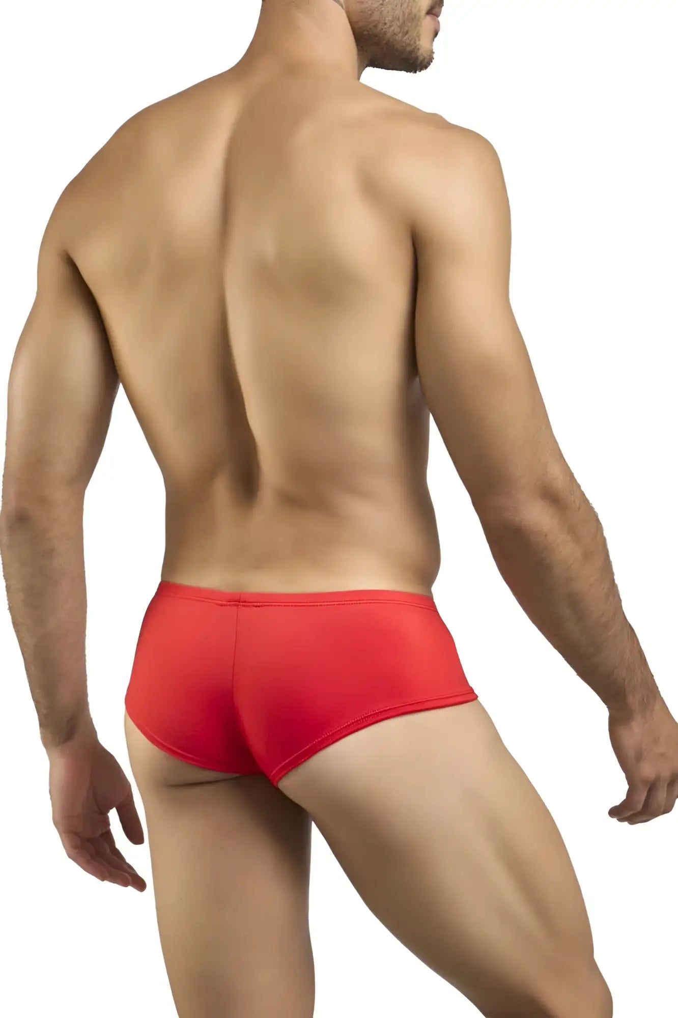 Justin+Simon XSJ13 cheeky bulge boxer in peach red with smooth form-fitting design and stretchy fabric