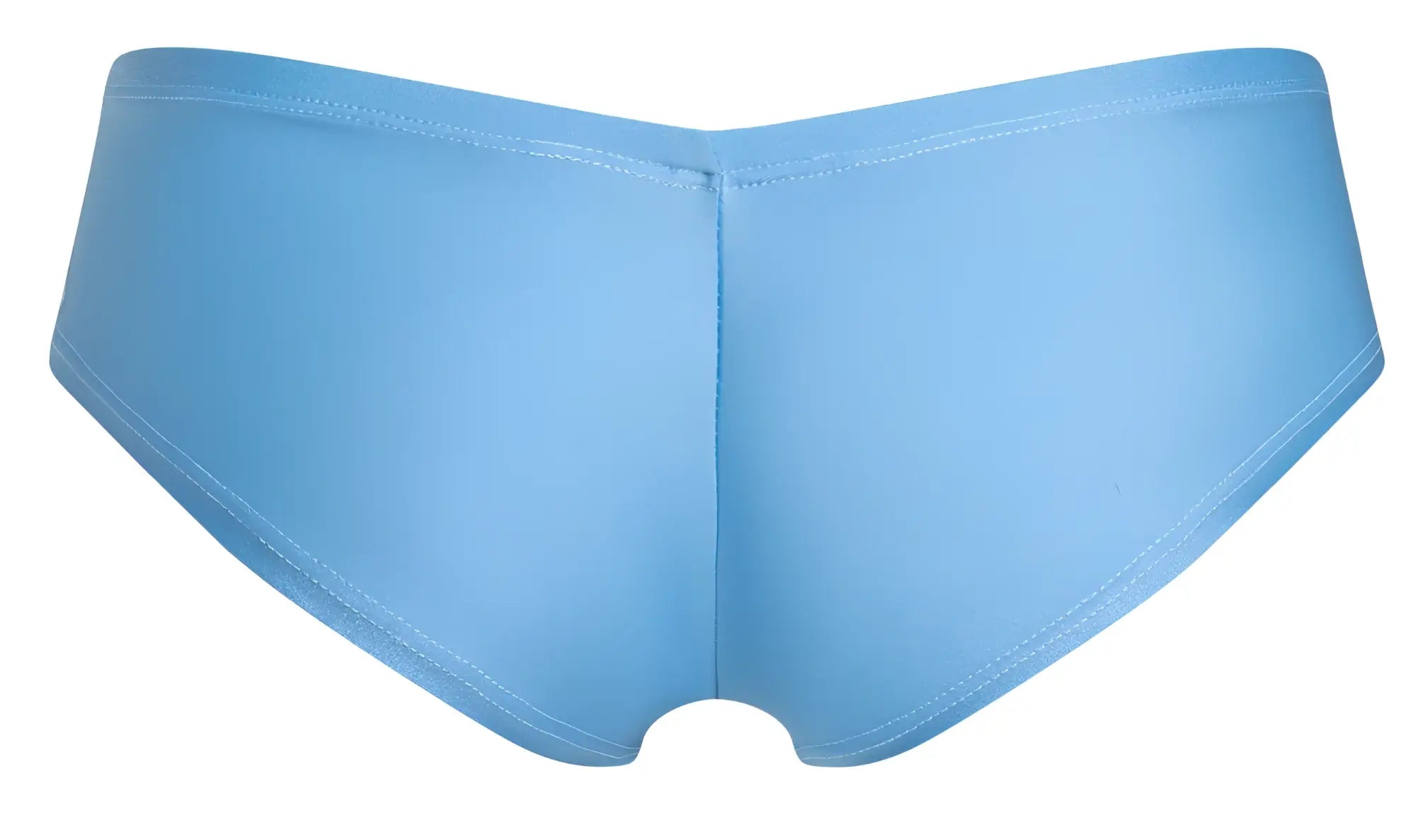Light blue smooth textured women’s cheek briefs by JUSTIN SIMON with a seamless design in baby blue color