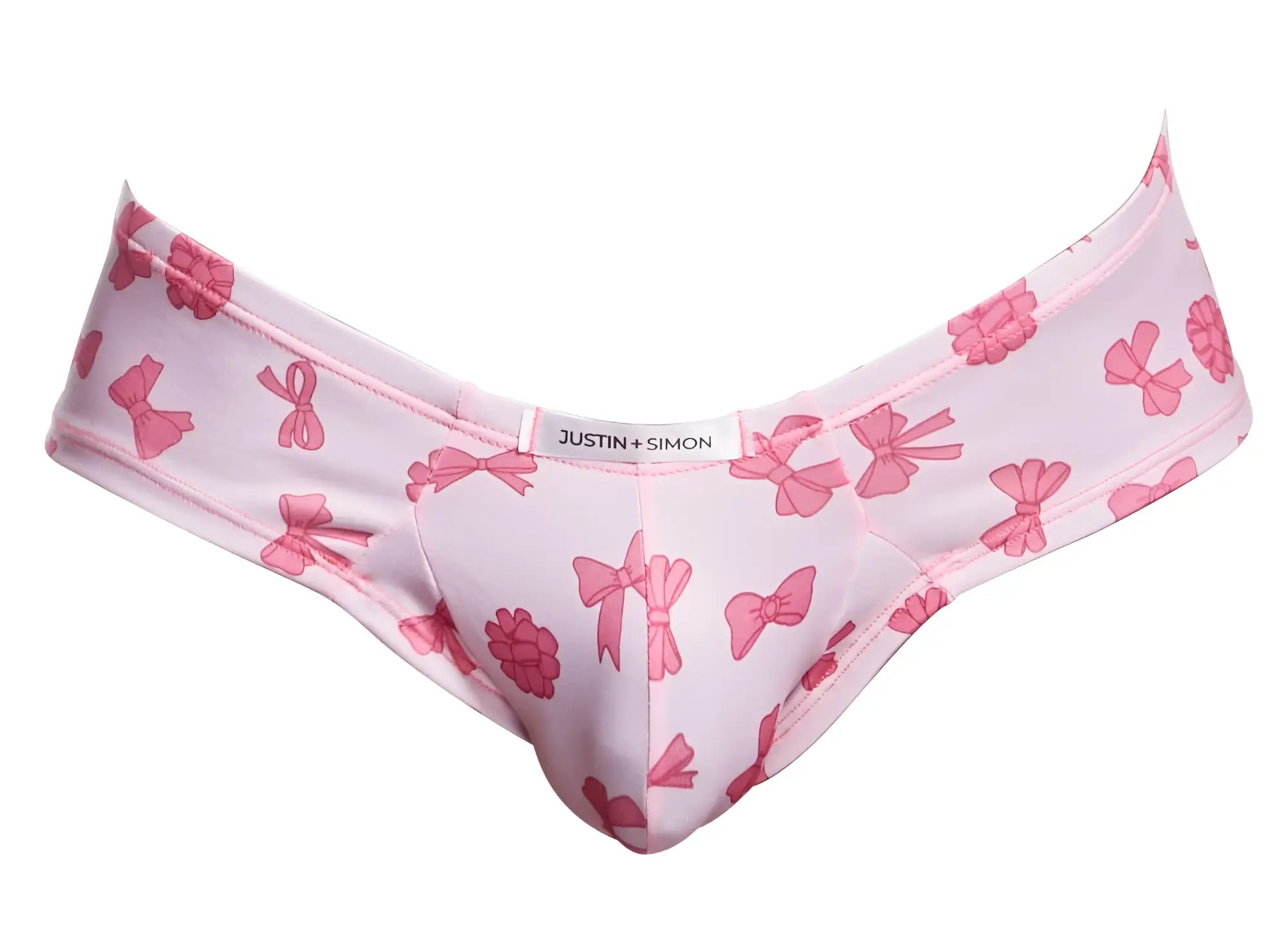 Justin plus simon xsj22 cheek briefs in coquette color pink with bow pattern soft fabric for comfortable wear