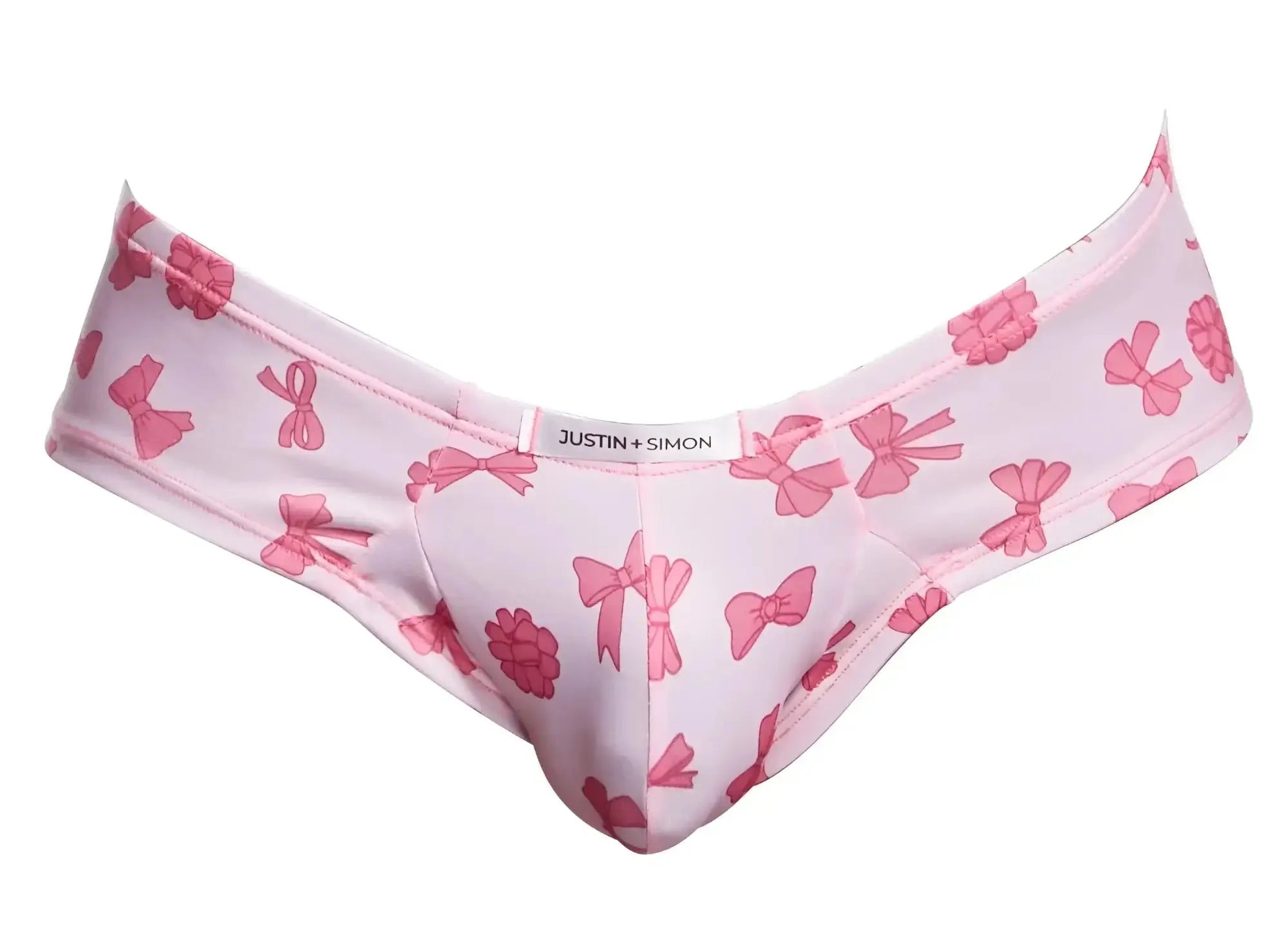 Justin plus simon xsj22 cheek briefs in coquette color pink with bow pattern soft fabric for comfortable wear
