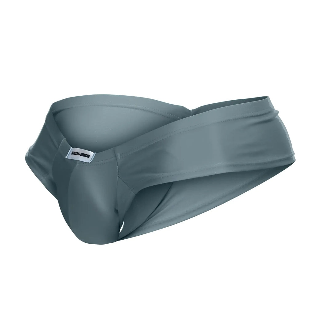Gray justin simon xsj22 metal green cheek briefs made of smooth stretchy fabric with a sleek modern design