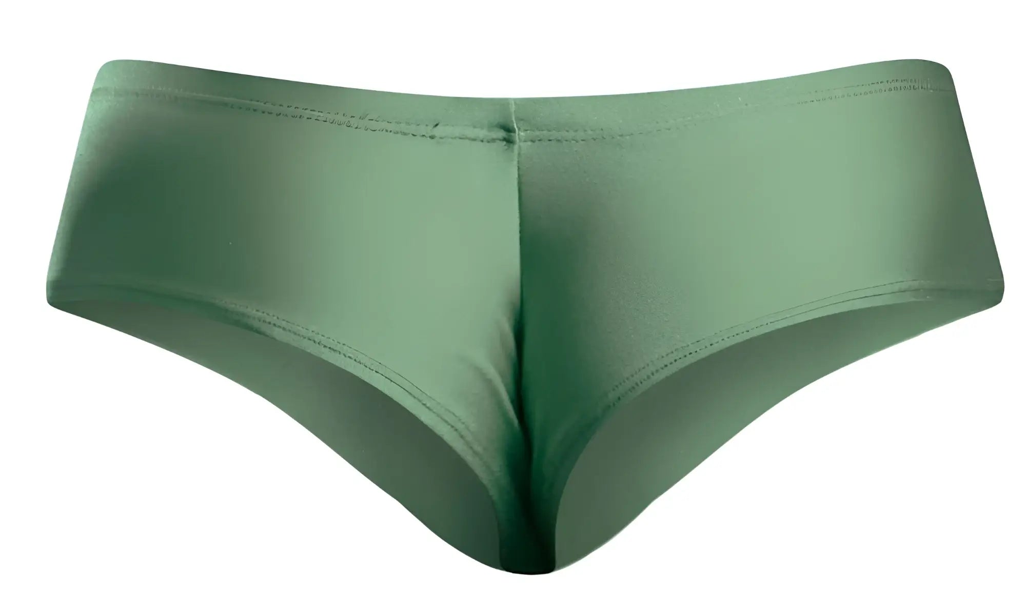 Justin+Simon XSJ22 cheek briefs in new green with sleek smooth fabric and clean waistband stitching