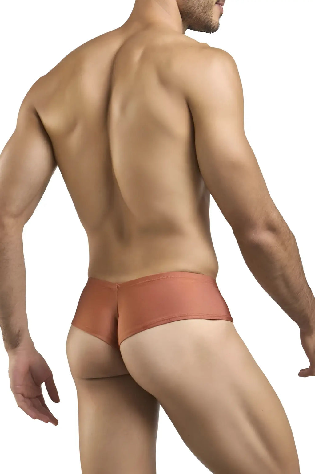 Justin Simon XSJ22 cheek briefs in ochre rust color with smooth form-fitting design for comfortable wear