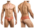 Justin Simon XSJ22 cheek briefs in ochre color with smooth fabric and a small white front label