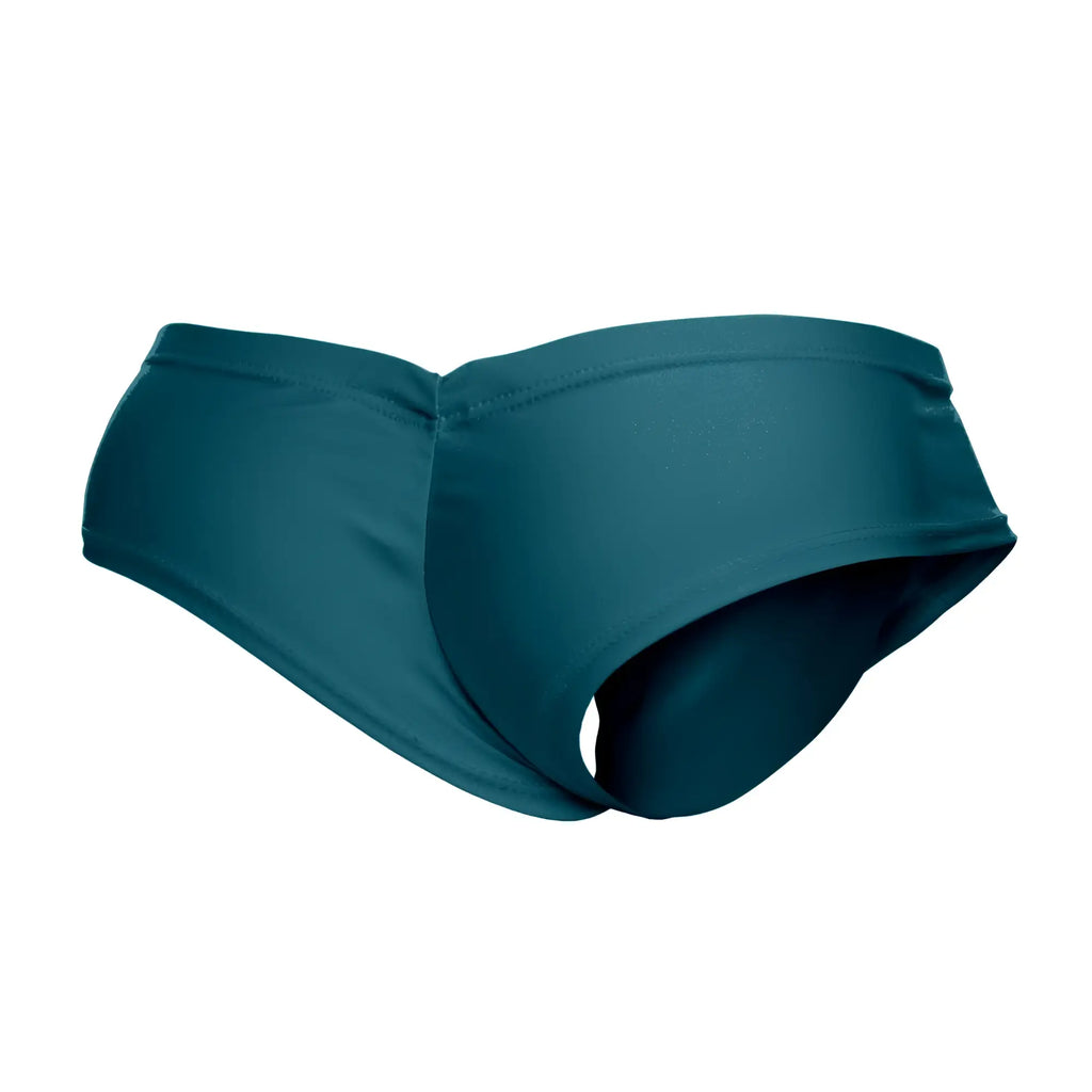 Teal-colored Justin Simon XSJ22 cheek briefs made of smooth stretchy fabric with a seamless design