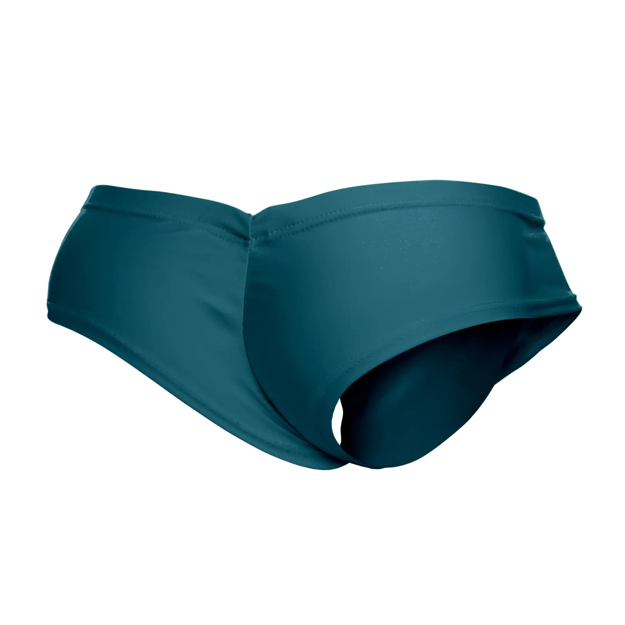 Teal-colored Justin Simon XSJ22 cheek briefs made of smooth stretchy fabric with a seamless design