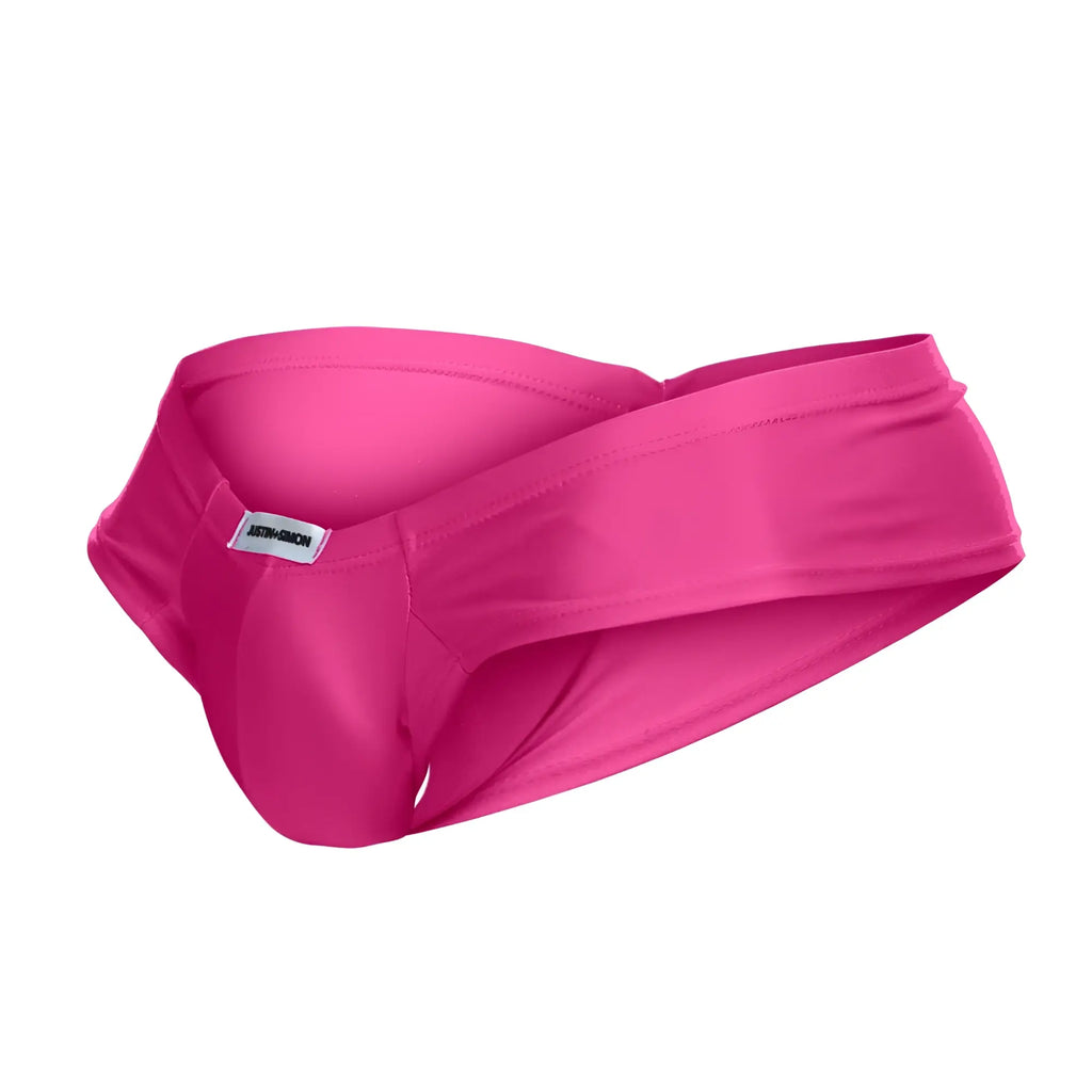 Bright pink justin simon xsj22 cheek briefs for men with smooth texture and adjustable waistband