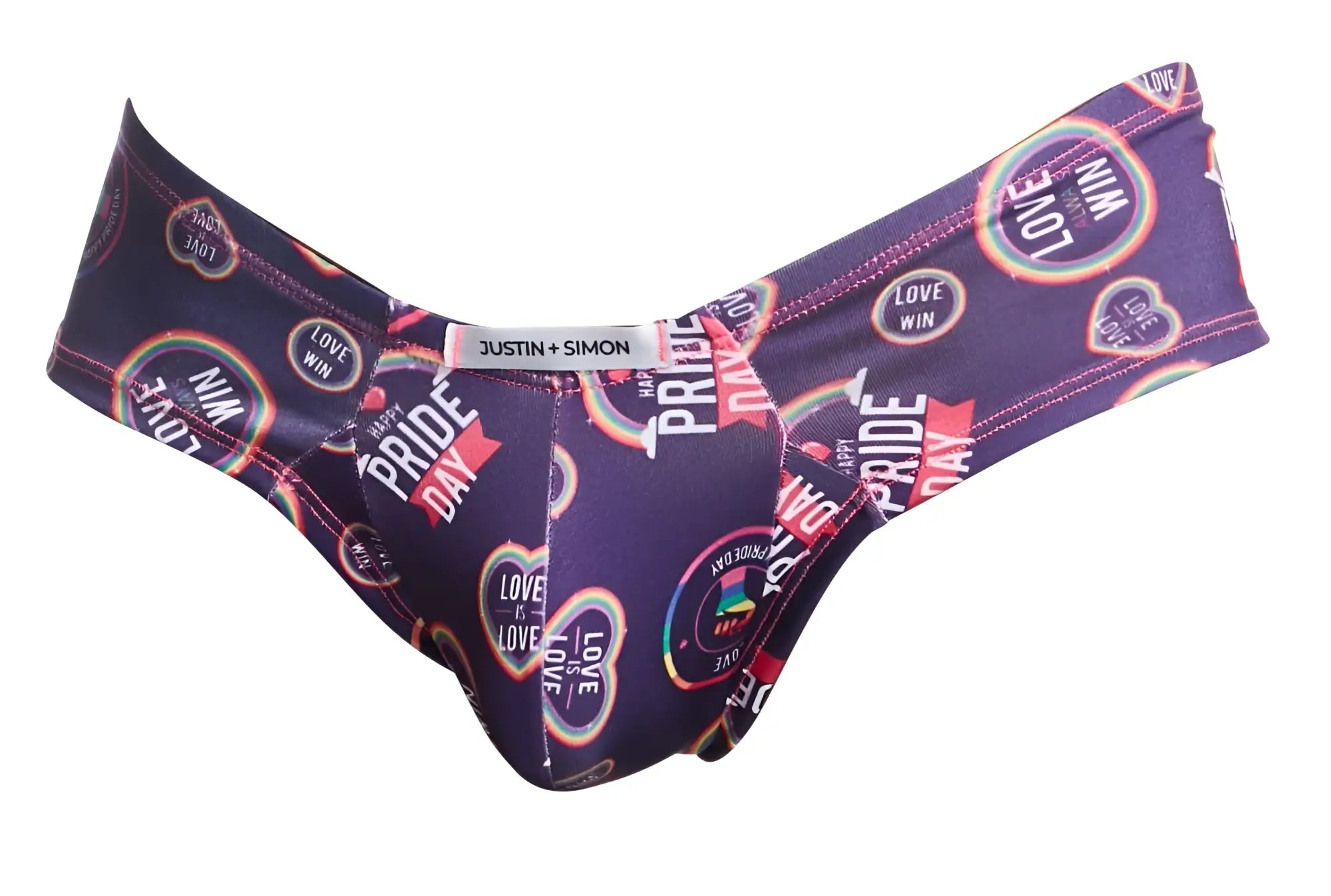 Purple justin simon pride day briefs with rainbow love win graphics in xsj22 cheek briefs color pride design