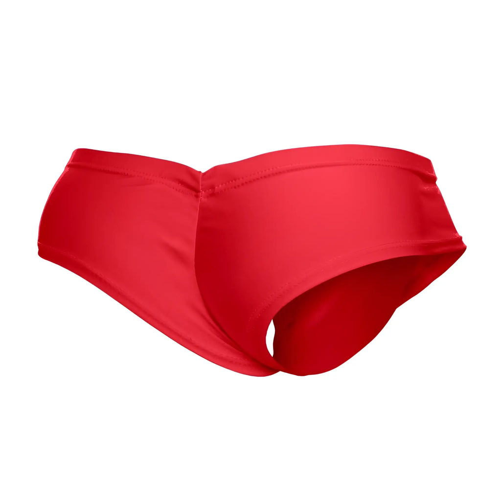 Justin simon XSJ22 cheek briefs in red featuring smooth stretchy fabric and a seamless sporty design