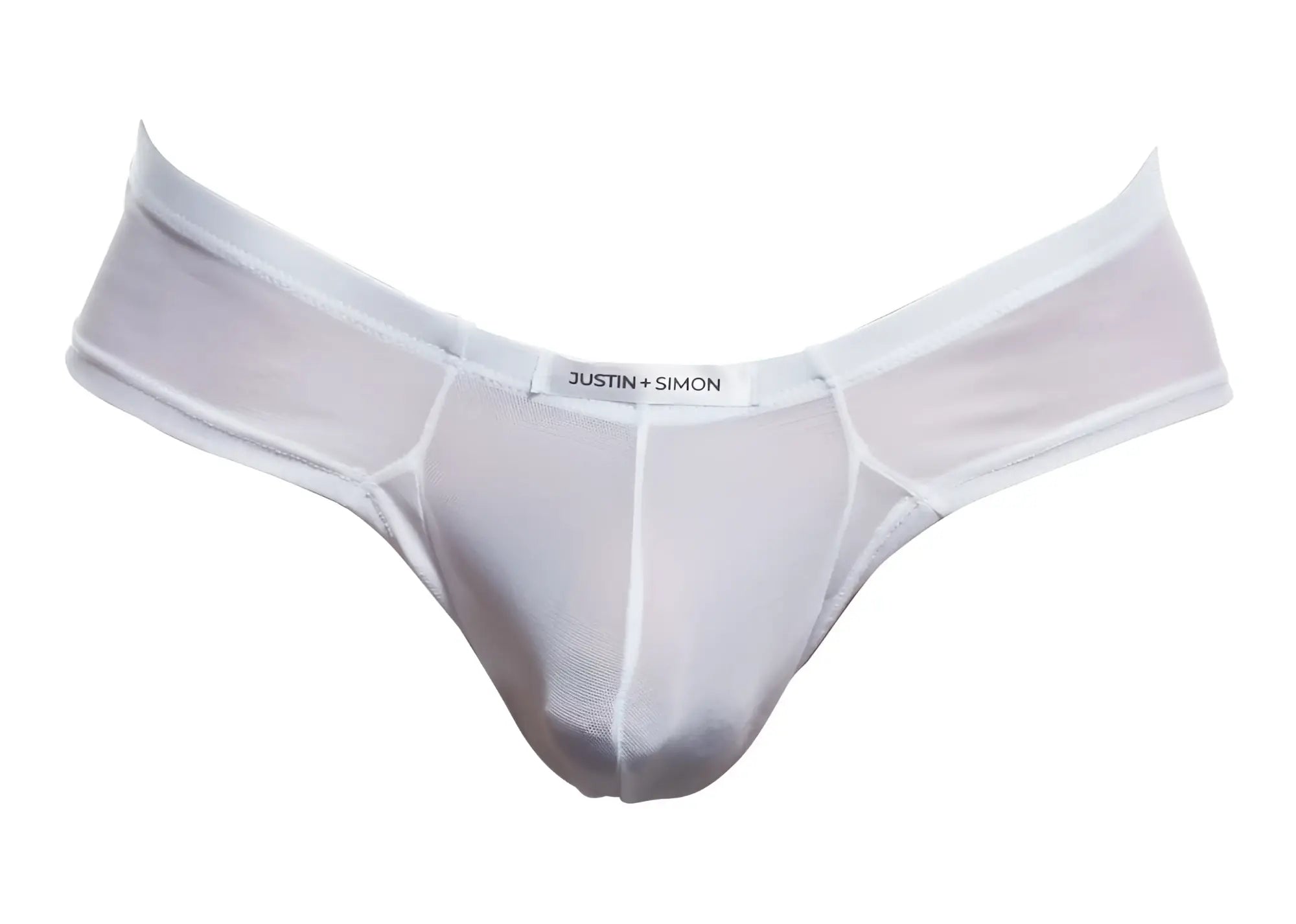White mesh thong by justin + simon in color white featuring breathable mesh material for stylish comfort
