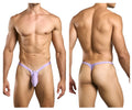Justin simon xsjbu02 lilac thong with thin waistband and central pouch in form-fitting lavender-colored fabric