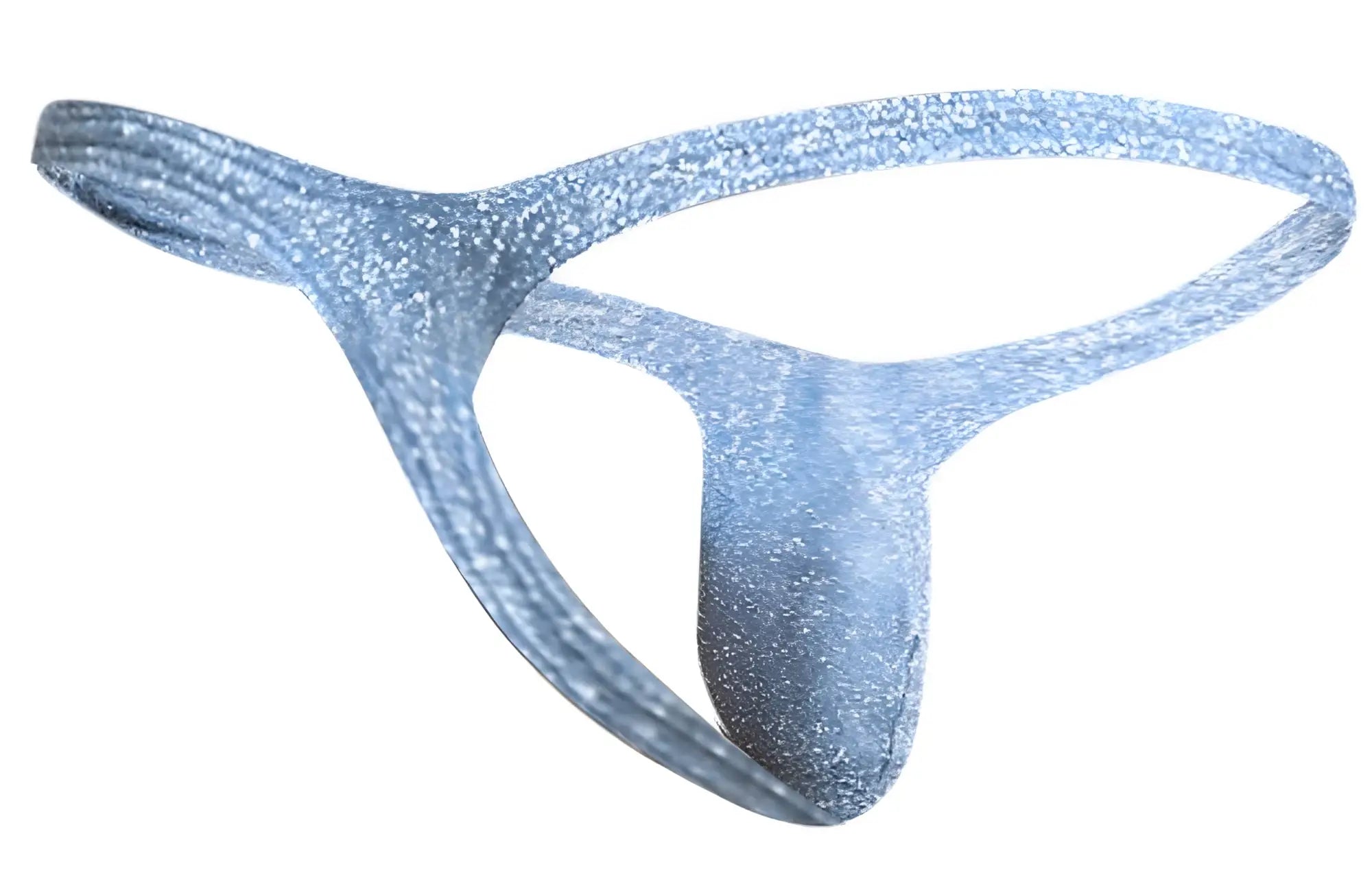 Shiny silver glittery thong with sleek form-fitting design from JUSTIN+SIMON XSJBU02 bulge thongs lurex blue collection