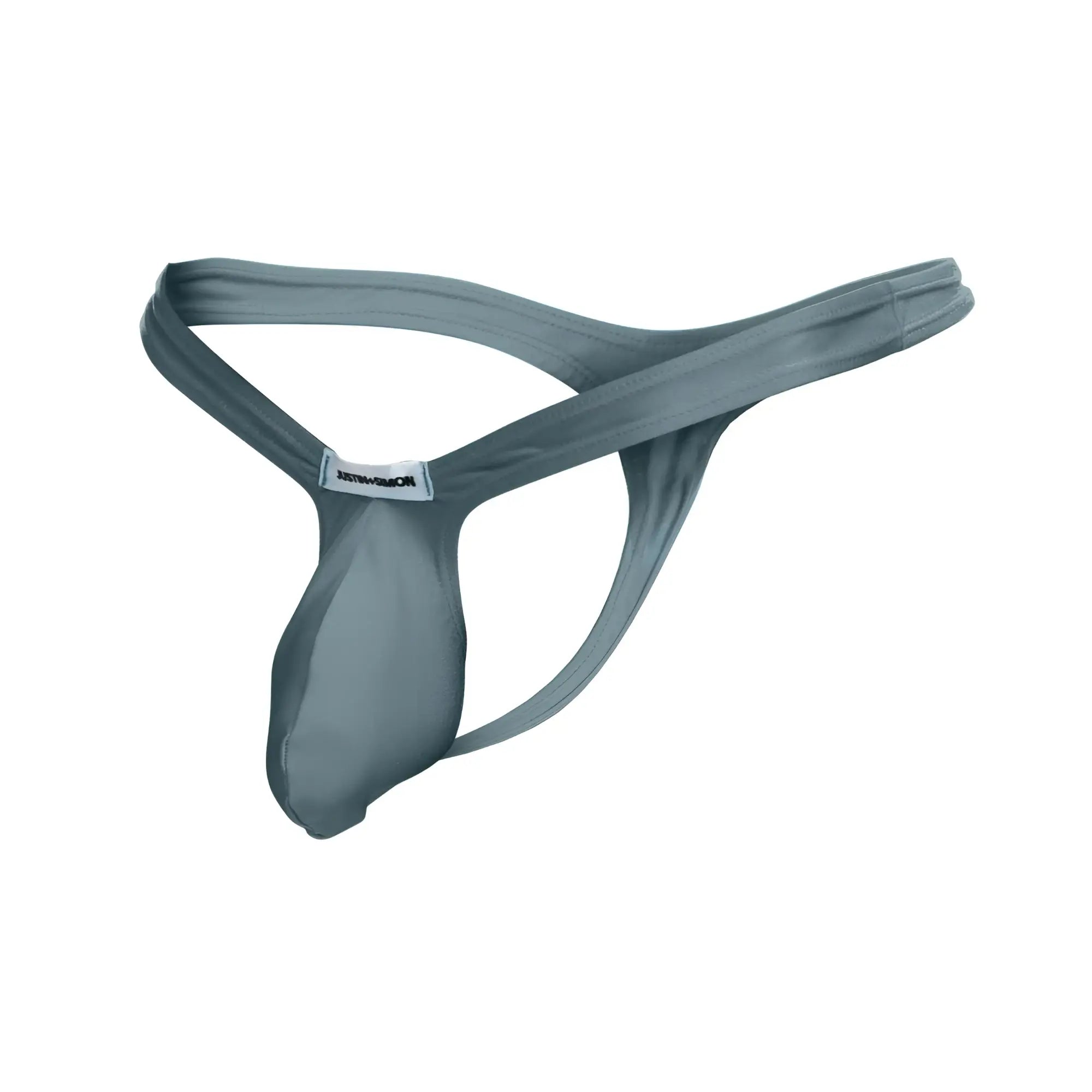 Justin simon metal green mesh thong with supportive contoured design and reinforced elastic bands visible from the back