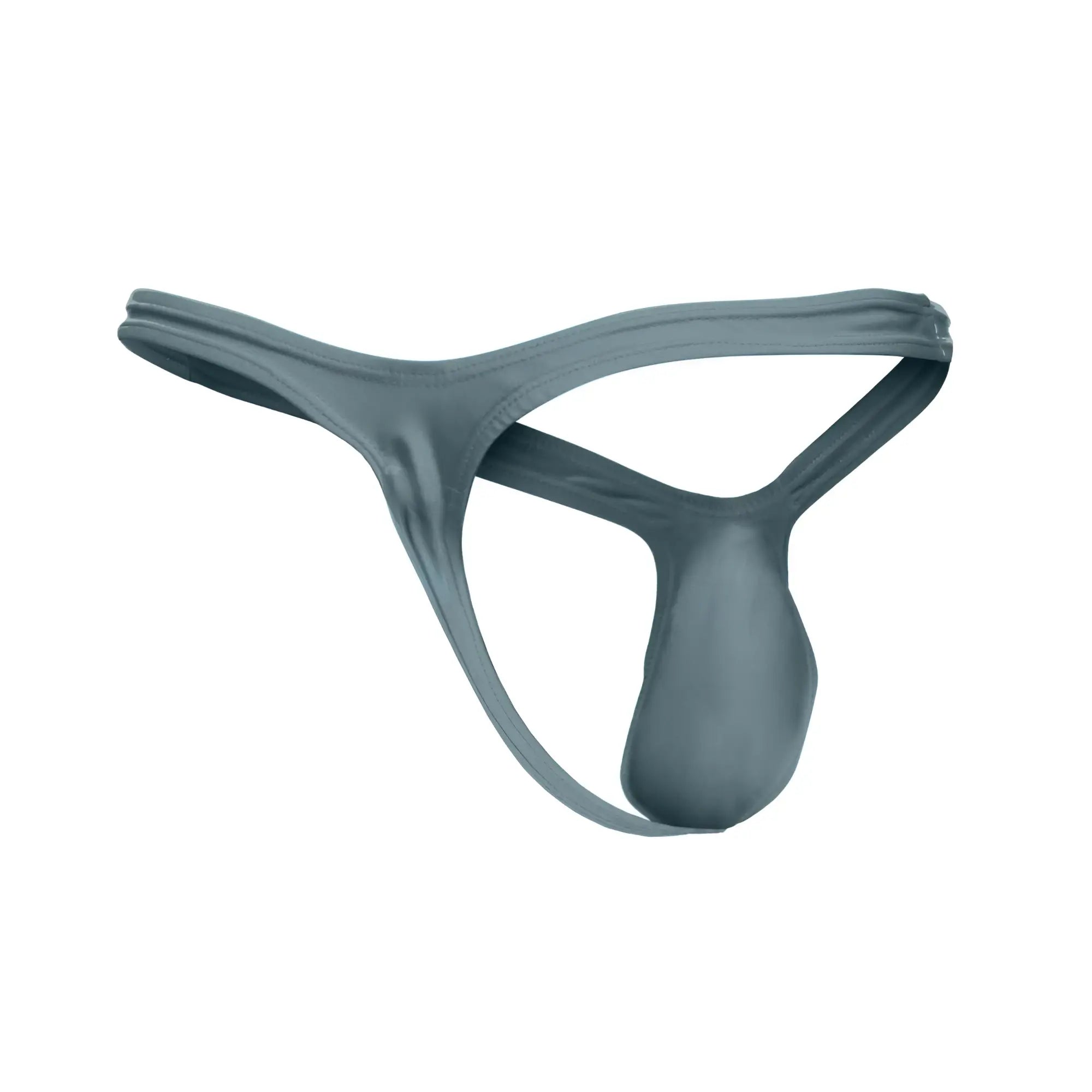 A sleek dark gray metal green justin simon xsjbu02 bulge thong made of smooth stretchy fabric with minimalist design