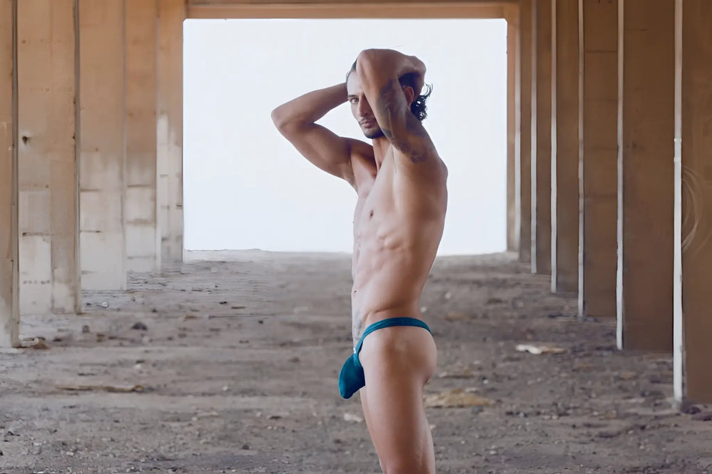 Teal blue jockstrap from justin simon xsjbu02 bulge thongs in opal green designed for supportive comfort