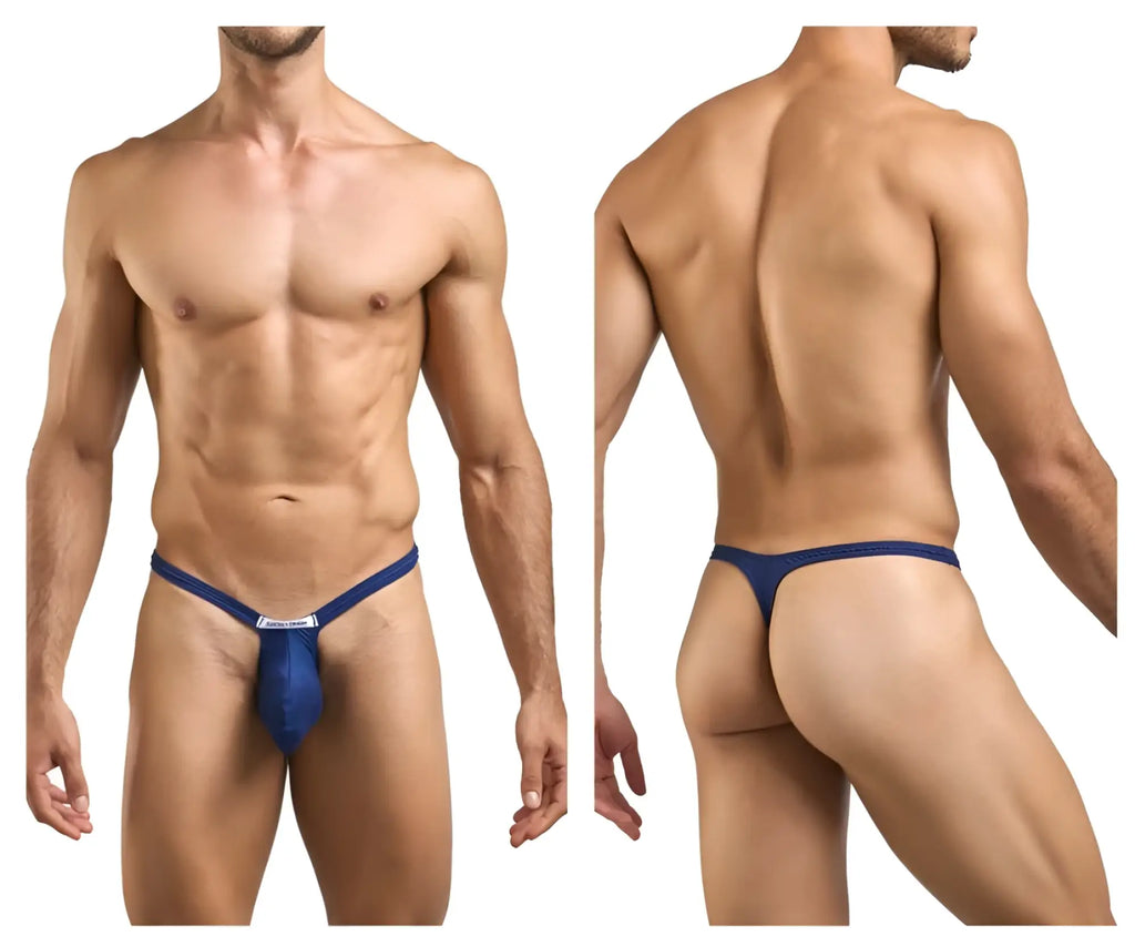 Blue thong by justin simon xsjbu02 bulge thongs in peach navy with supportive contoured design and small white logo front