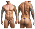 Purple patterned thong with paisley design by justin simon xsjbu02 bulge thongs color pride collection