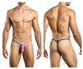 Justin simon xsjbu02 bulge thong in american flag colors featuring red white and blue patriotic design