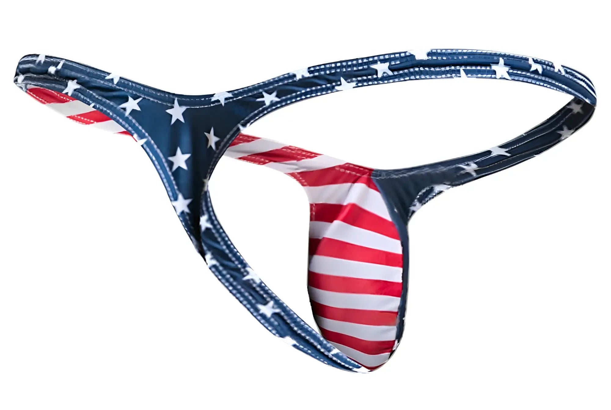 Justin simon xsjbu02 bulge thong in blue red and white usa flag star and stripe pattern for men