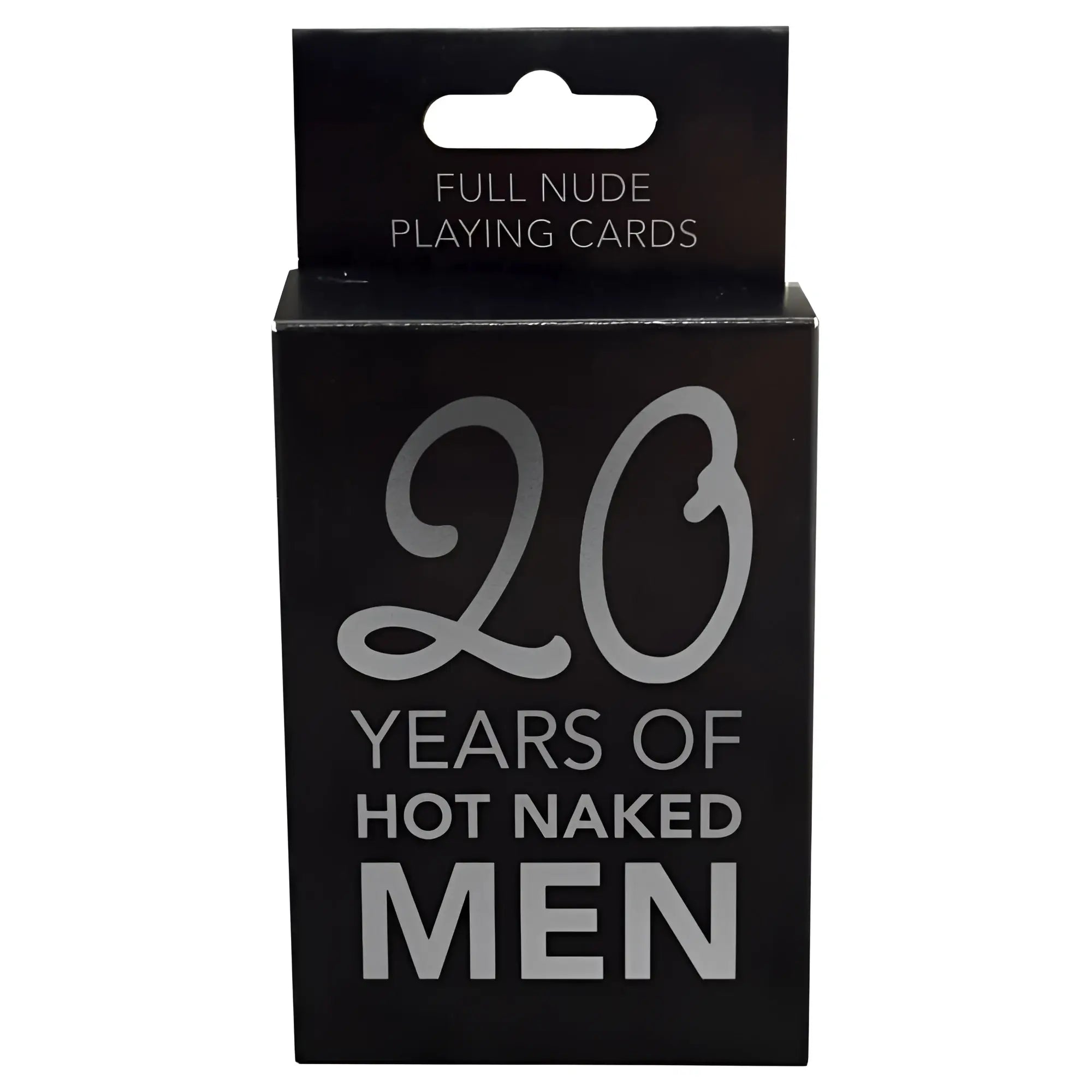 Black rectangular box of kheper games full nude playing cards with silver foil lettering celebrating 20 years
