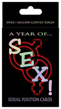 Black card deck box with glowing red male and female symbols and multicolored sex lettering labeled sexual position cards for kheper games sex card game