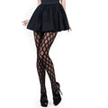 Black killer legs geo jacquard fishnet tights with diamond mesh pattern one size