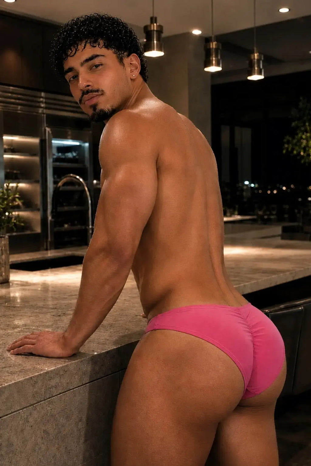 JJ Malibu Men's Classic Scrunch-Butt Swim Briefs - Bubblegum Pink