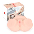Peach-colored silicone kokos hanna onahole 1 pussy and ass 1 to 1 torso adult toy showing the back side