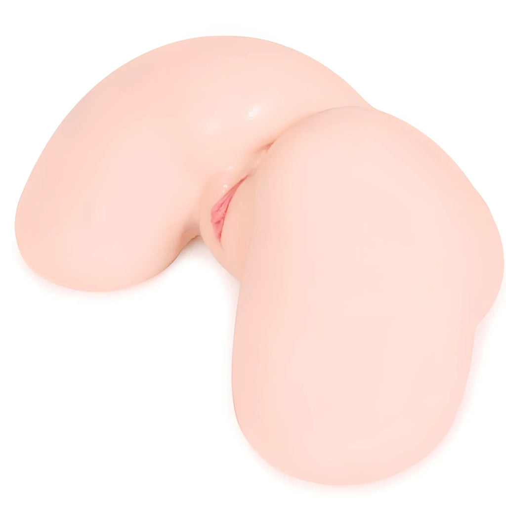 Pink silicone kokos hanna onahole 2 butt 1:1 vaginal and anal torso with smooth glossy finish and red base detailing