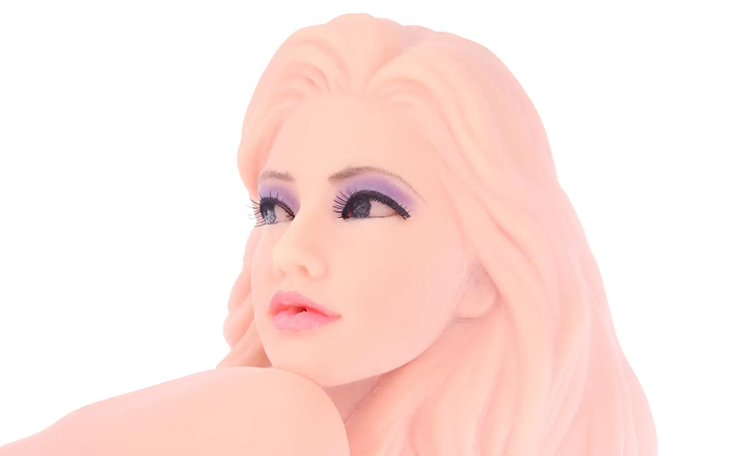 A kokos love doll real hera 1 sculpted doll head with long flowing blonde hair and detailed facial features