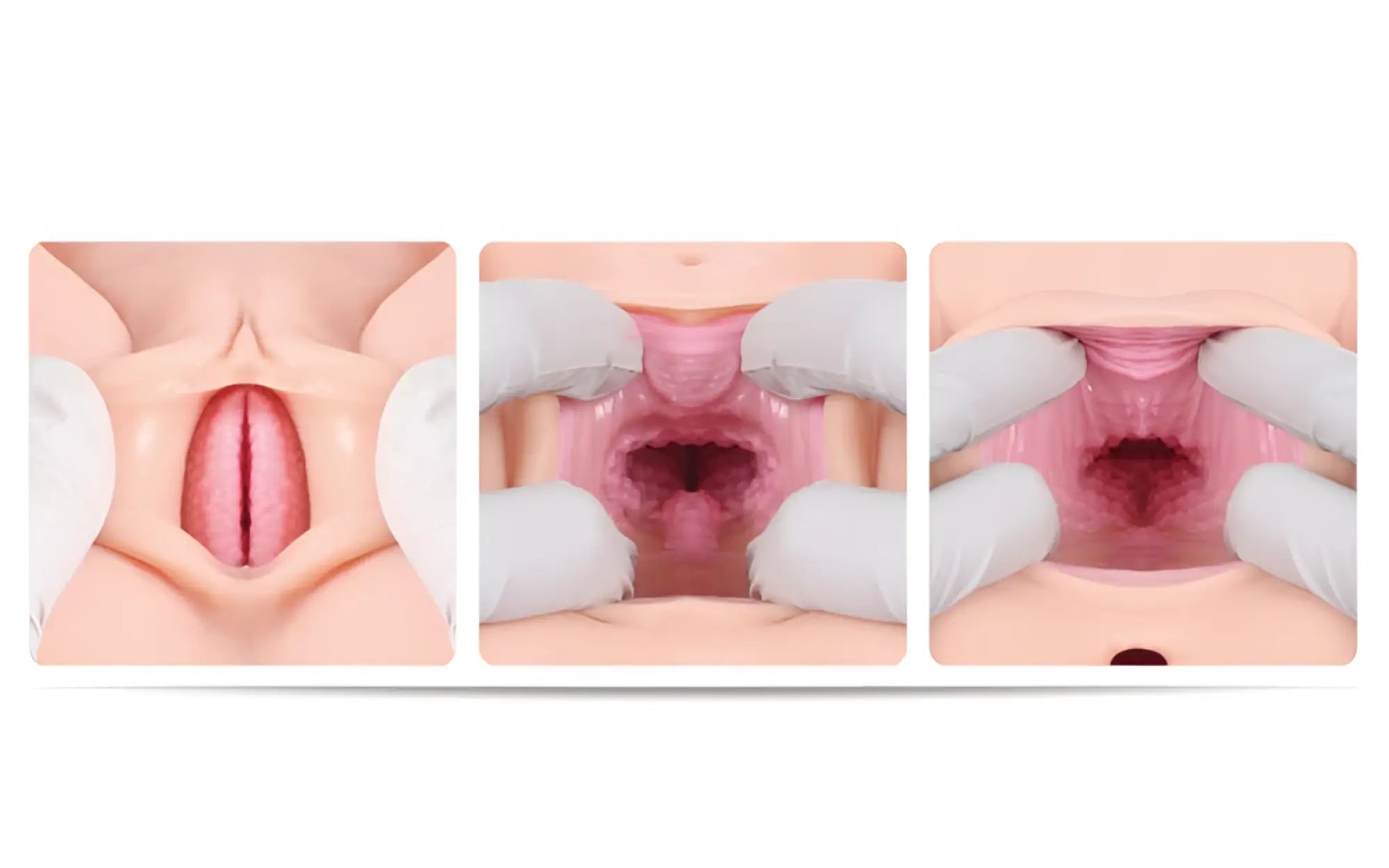 Pink silicone vaginal training device with realistic anatomical details and textured interior for kokos love doll real victoria