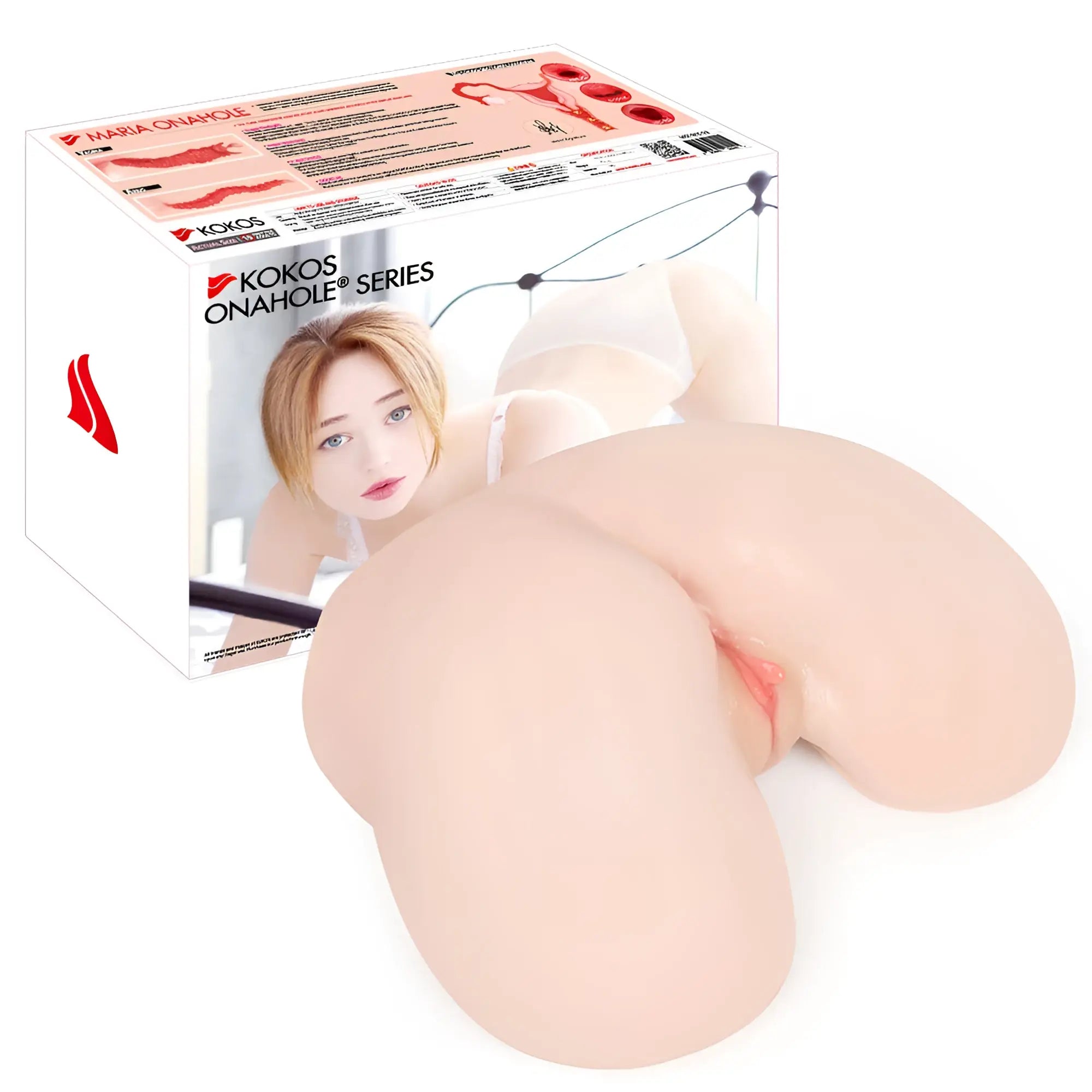 Beige silicone realistic female genital model from kokos onahole series for vaginal and anal use 3 butt 1 to 1 torso