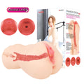 Pink silicone anal plug with red internal design and double layer feature from kokos maria onahole 3 handheld masturbator