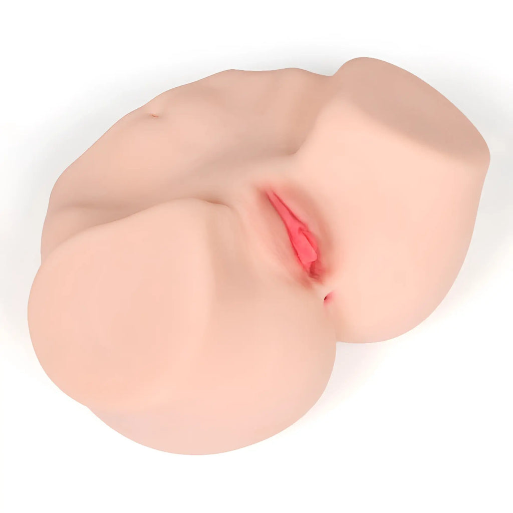 Beige silicone adult toy kokos maria onahole 3 pussy and ass 1 1 torso with realistic lips and red interior