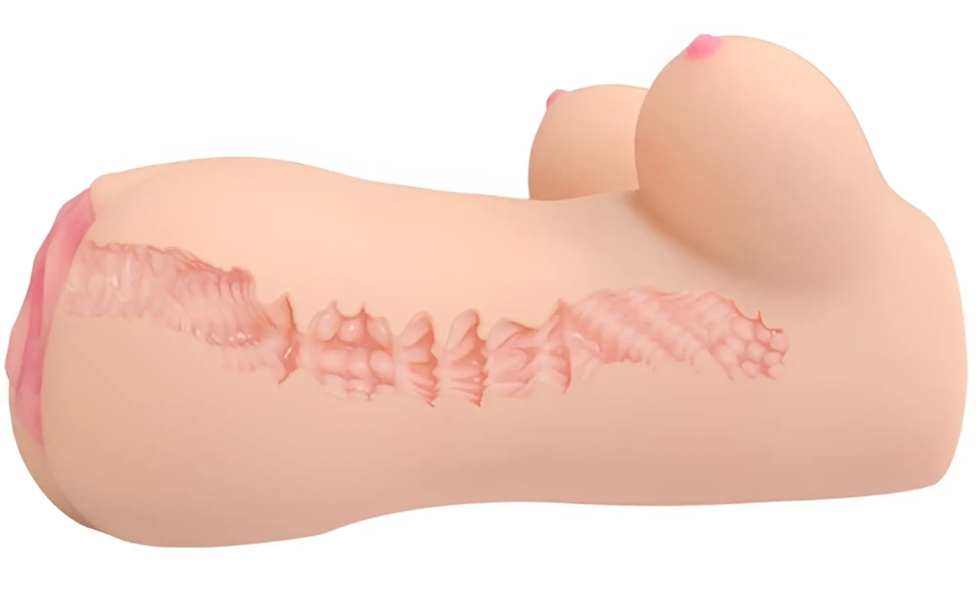 Pink silicone Kokos Masturbator Clara with realistic skin texture and detailed anatomical features for male use
