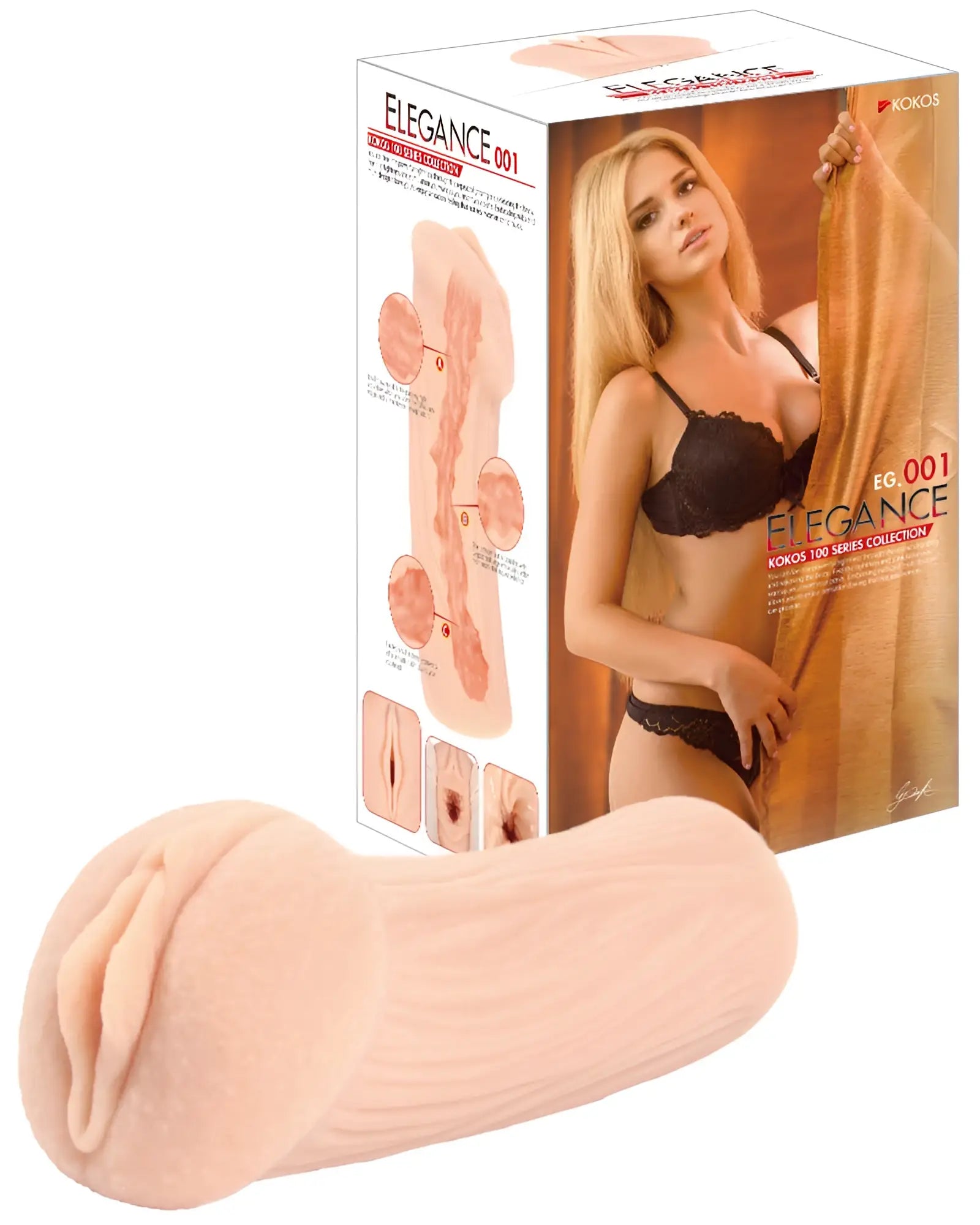 Peach-colored silicone adult toy kokos masturbator elegance 1 with realistic anatomical design and textured surface