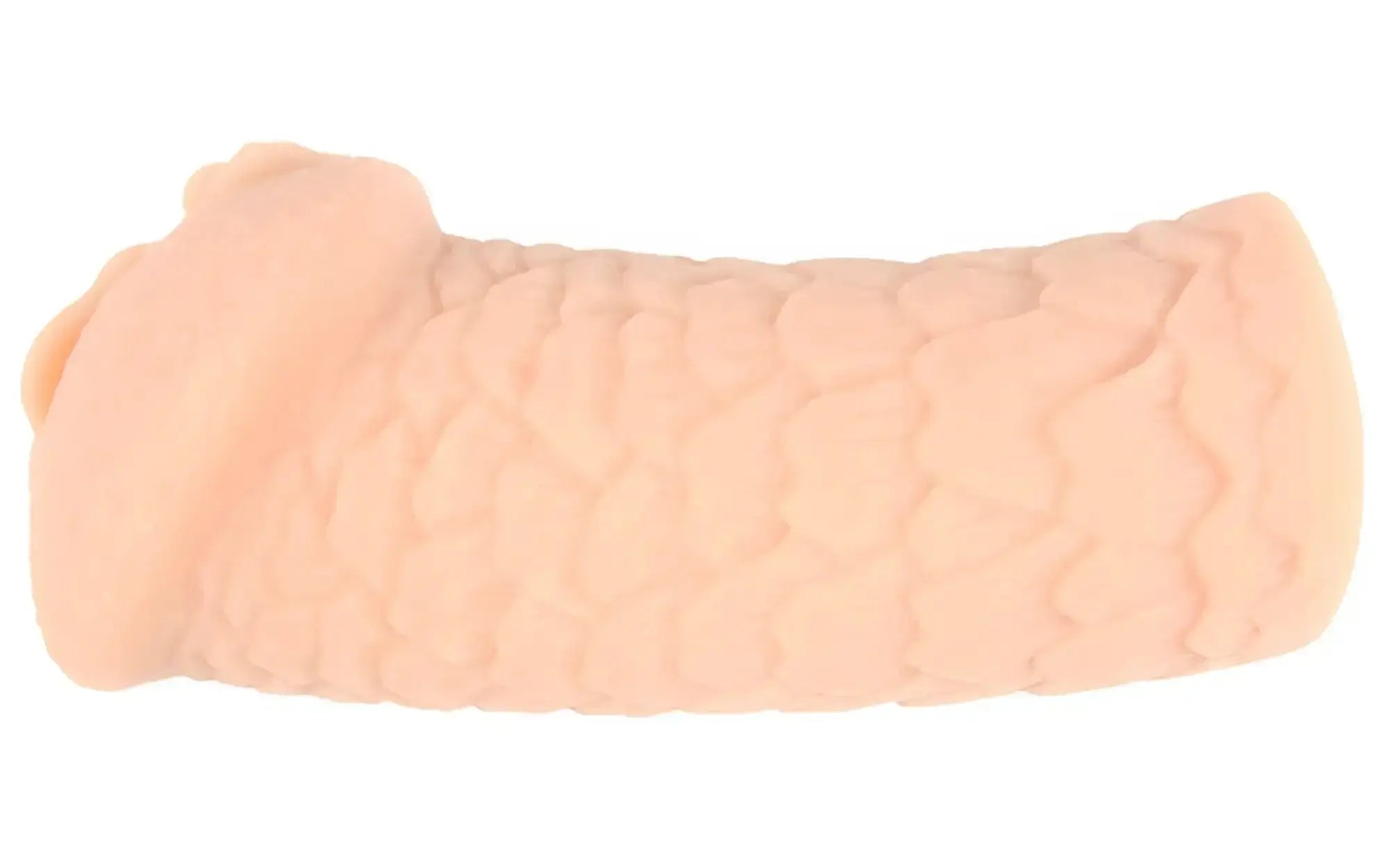 Peach-colored silicone masturbator with textured scale-like surface from kokos elegance 3 product line