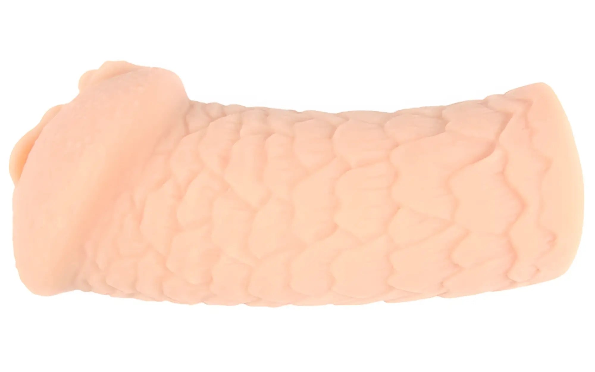 Peach-colored silicone masturbator with textured scale-like surface from kokos elegance 3 product line