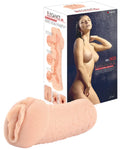 Pink silicone realistic male genital model of kokos masturbator elegance 3 showing the back side of the product
