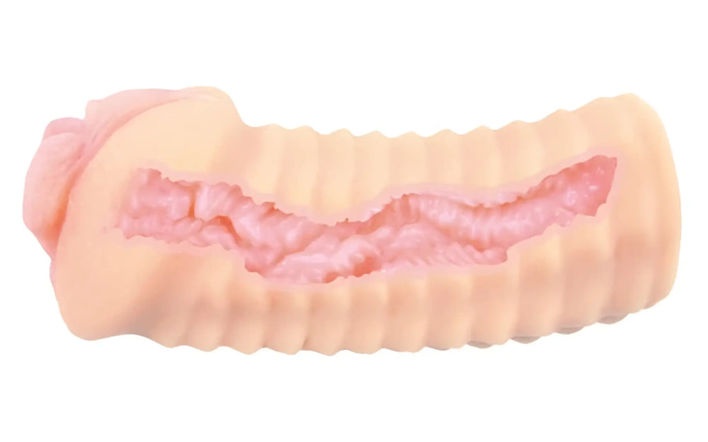 Beige and pink silicone ribbed anal plug for elegance and comfort in the Kokos Masturbator Elegance 6 product line