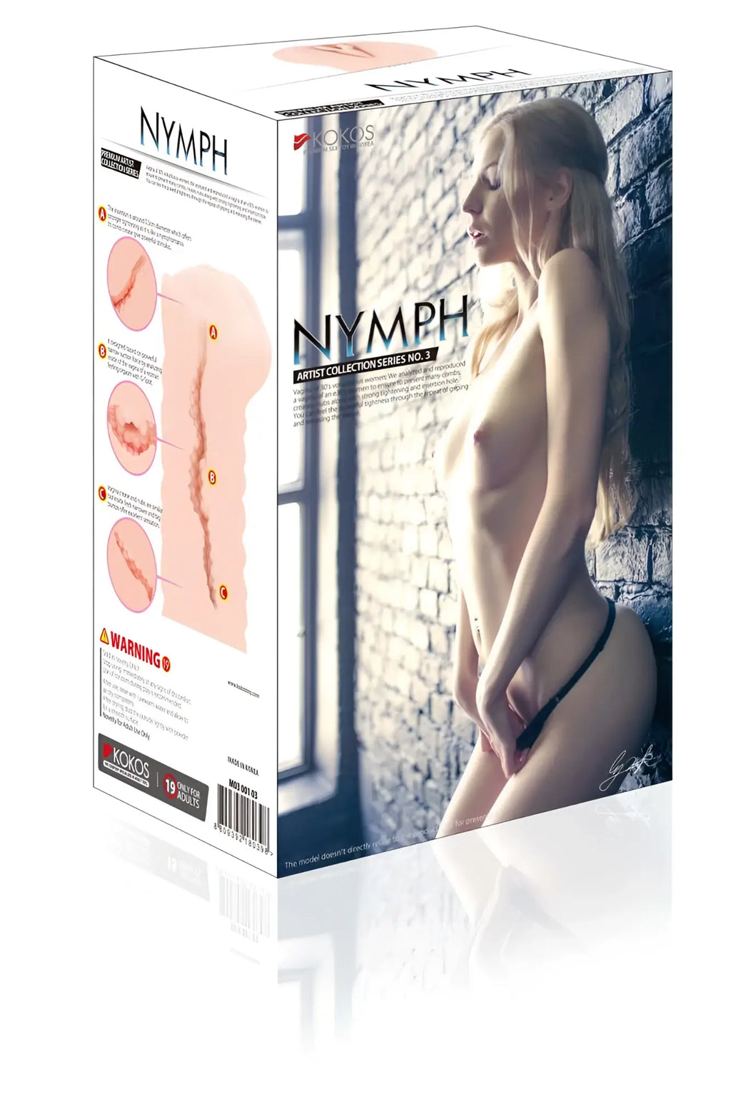 Nymph by kokos peach-colored silicone masturbator with realistic anatomical detailing and textured surface
