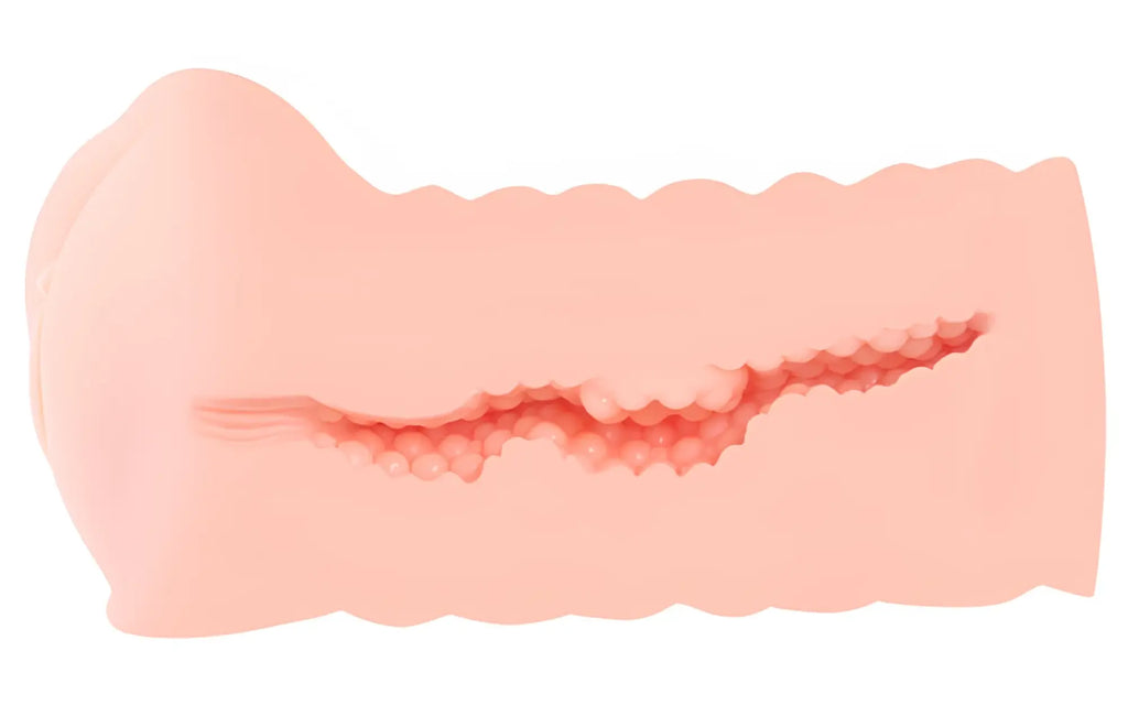 Pink silicone anal plug kokos masturbator nymph with textured ridged interior for enhanced stimulation