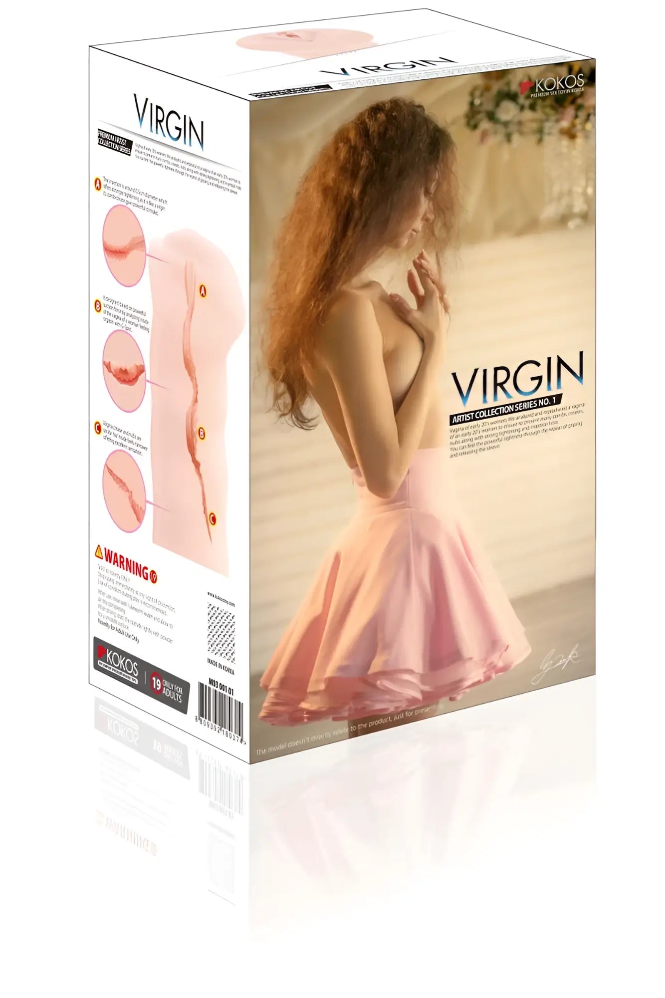 Pink silicone kokos masturbator virgin adult toy in branded box from virgin artist collection series no