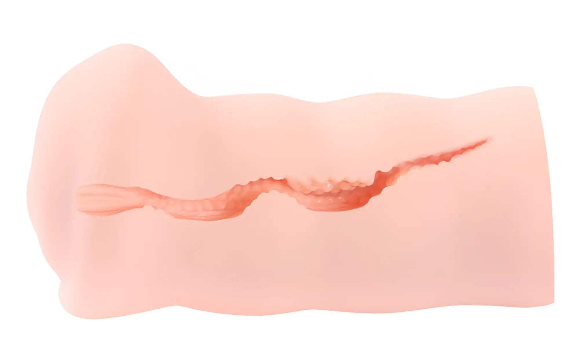 Pink silicone kokos masturbator virgin anal plug with textured wavy internal channel for enhanced stimulation