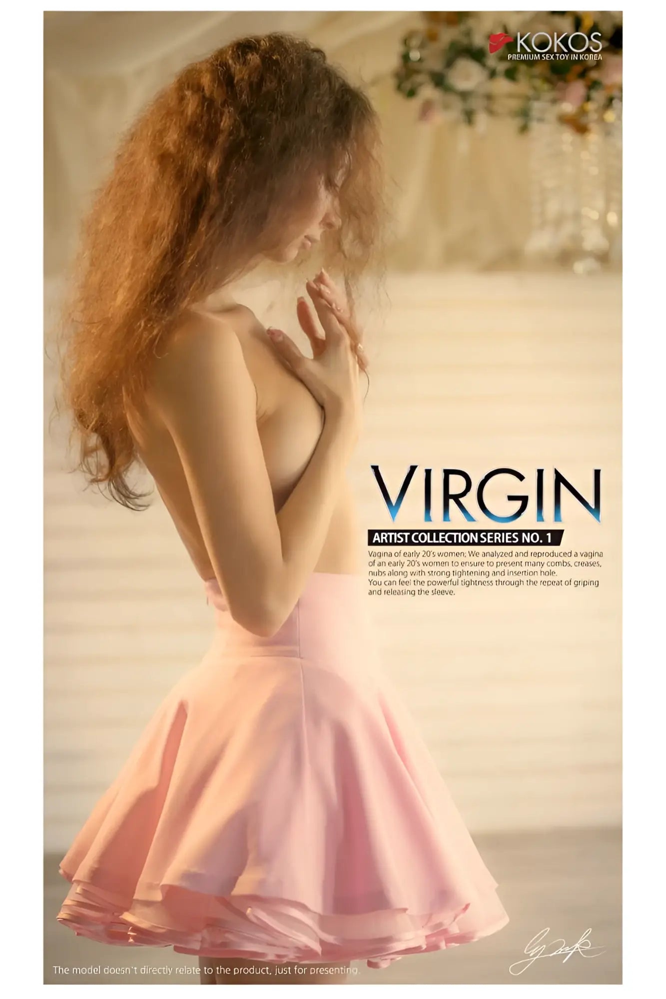 Kokos masturbator virgin featuring a soft pink flowing skirt with layered ruffle design for enhanced grip