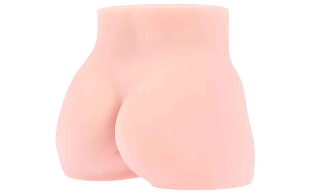 Pink silicone butt-shaped anal toy kokos mini hip cleo shown from the back side for intimate use