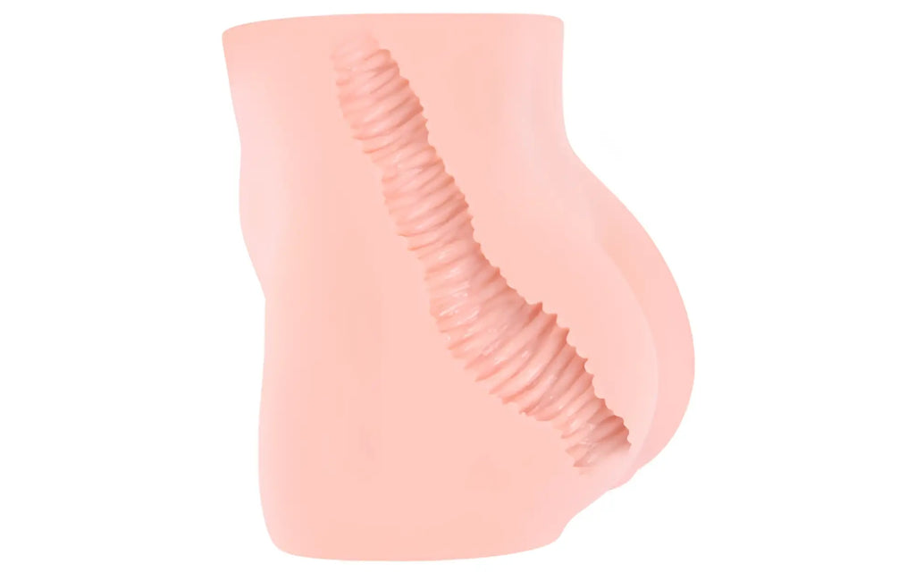 Pink silicone kokos mini hip cleo anal mold shaped like human torso with embossed spinal column design